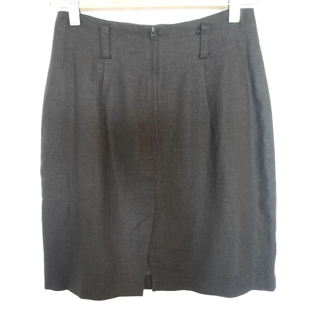 Vintage 90s Linen Mini Skirt 4 Black High Waisted Pleated Belt Loops Minimalist‎